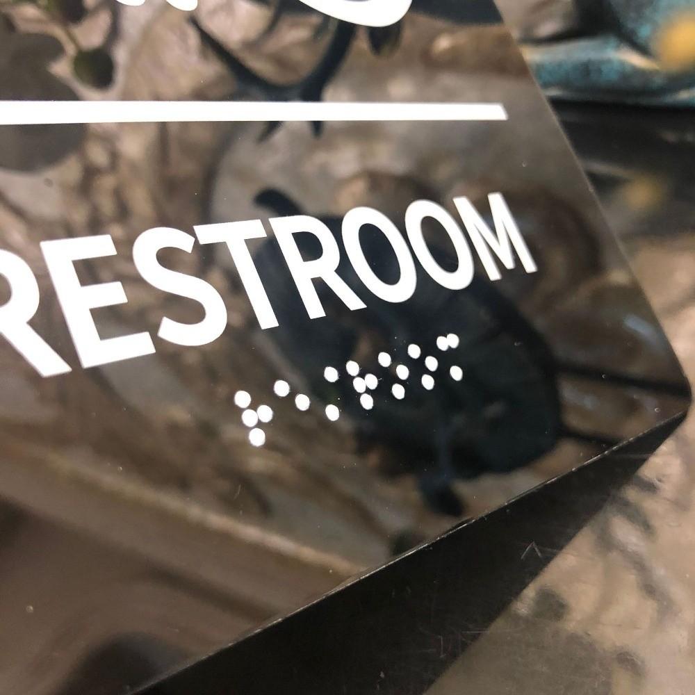 Acrylic Restroom Guide Self Adhesive Washroom Door Sign Creative Braille Restroom Sign School