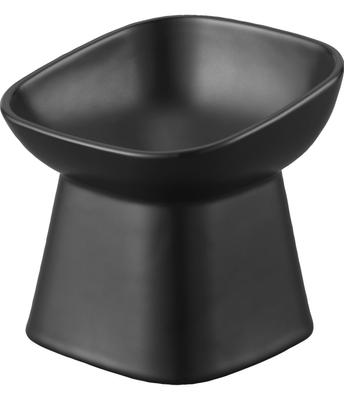 Ямазаки Дзицугё (Ямадзаки) Керамическая миска для корма для домашних животных, удобная для еды, высокая, диагональная, черная, приблизительно. W12 x D12 x H11.5cm Башня подачи Контейнер для воды