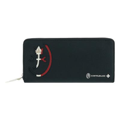 Длинный кошелек с круглой молнией из натуральной кожи Carnet 032615 из коровьей кожи черного цвета для мужчин [01]