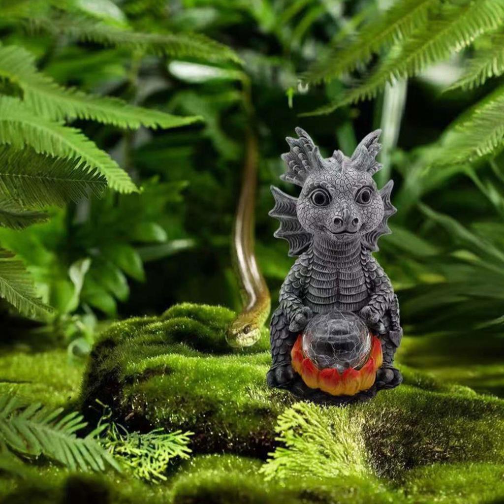 Лампа-Луна на солнечной батарее, Украшение для сада на открытом воздухе, Смола, Скульптура дракона, Орнамент, Ремесло, Художественный орнамент