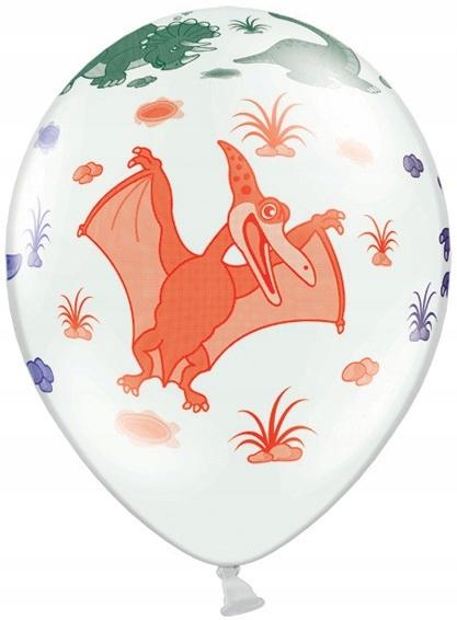 Balony 14" Pastel White Dinozaury 5Szt.