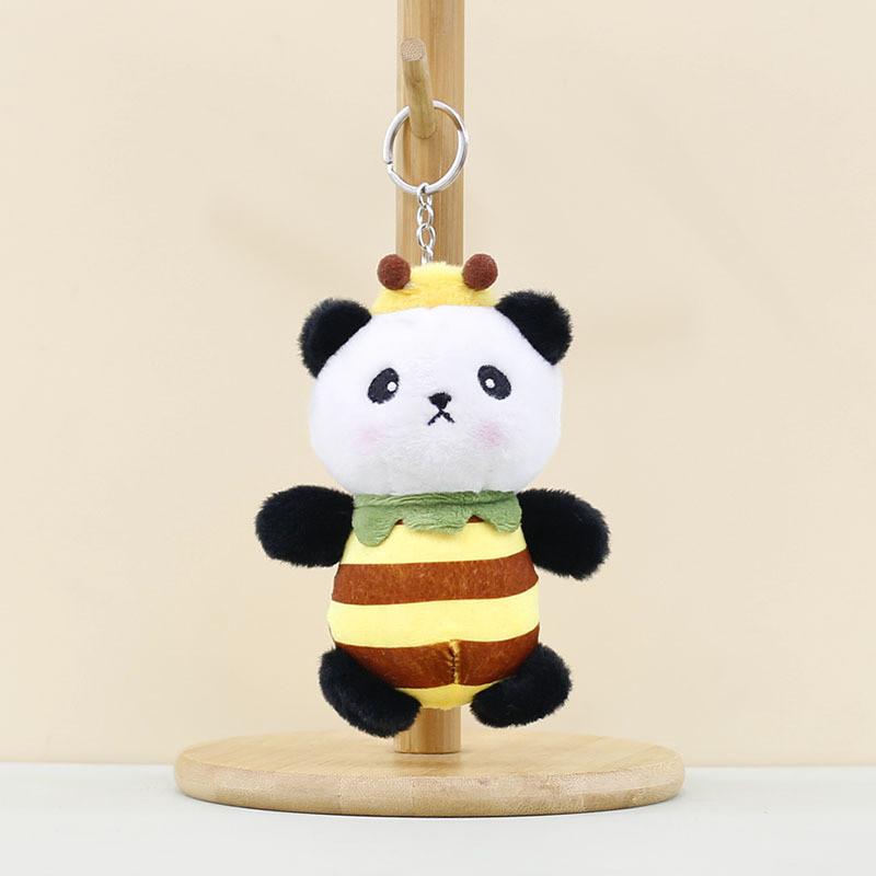 Charming Bee Panda Plush Keychain Adorable Panda Stuffed Toy Bag Pendant