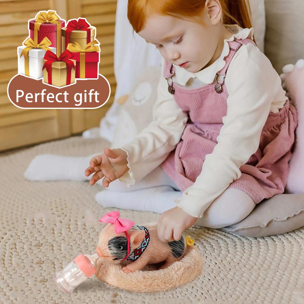 Мини Реборн Кукла Полный Силикон Кукла Поросенок Игрушка Реалистичная Реборн Новорожденный Кукла Поросенок Игрушка для Снятия Стресса Рождественский Подарок с Аксессуарами