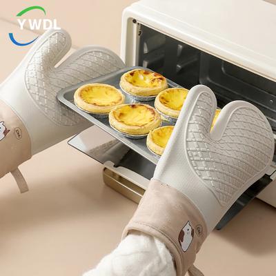 YWDL утолщенные силиконовые перчатки для микроволновой печи с рисунком кота, противоскользящие перчатки для выпечки и барбекю, термостойкие кухонные прихватки для готовки