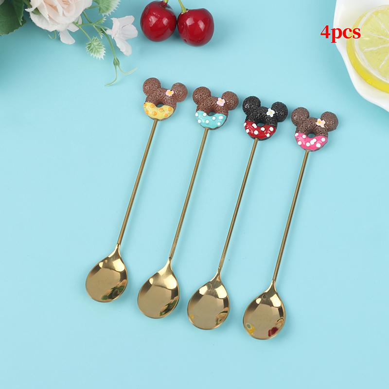 4 шт./набор ложка/вилка для пончиков, конфет, молока, кофе, ложка для размешивания, кухонные столовые приборы
