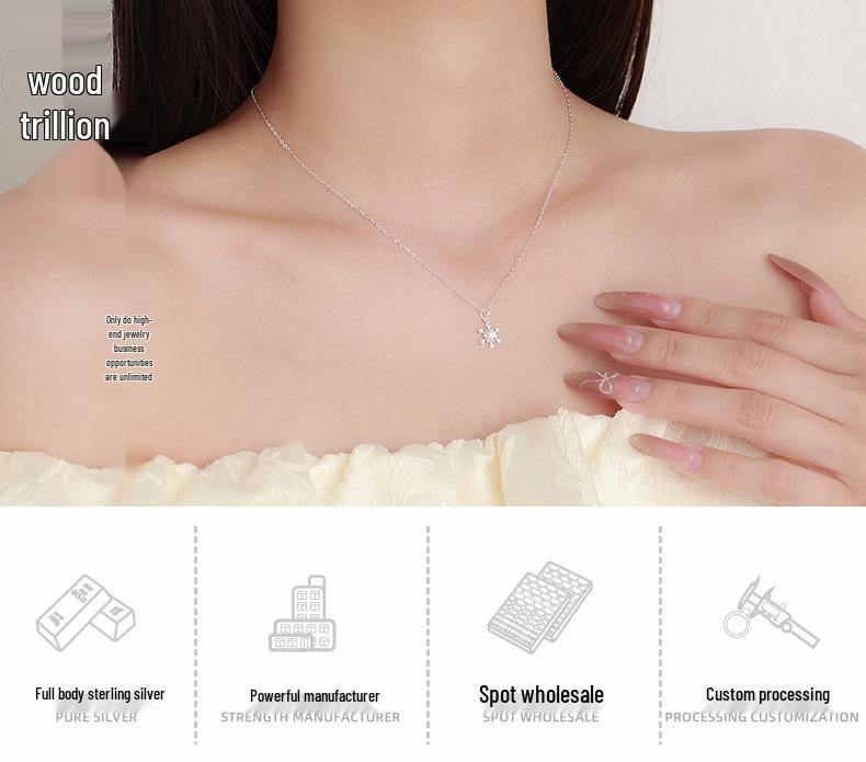 Ожерелье из стерлингового серебра 999 пробы с бриллиантом в виде снежинки: Элегантный, Универсальный Чокер с Нишевым Дизайном