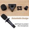 OLYCRAFT 4-Piece Interview Microphone Flag, Triangle, 90x100x46mm, Plastic, for Interview Microphones, Station Advertising, KTV, Black & White