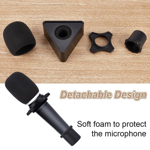 OLYCRAFT 4-Piece Interview Microphone Flag, Triangle, 90x100x46mm, Plastic, for Interview Microphones, Station Advertising, KTV, Black & White