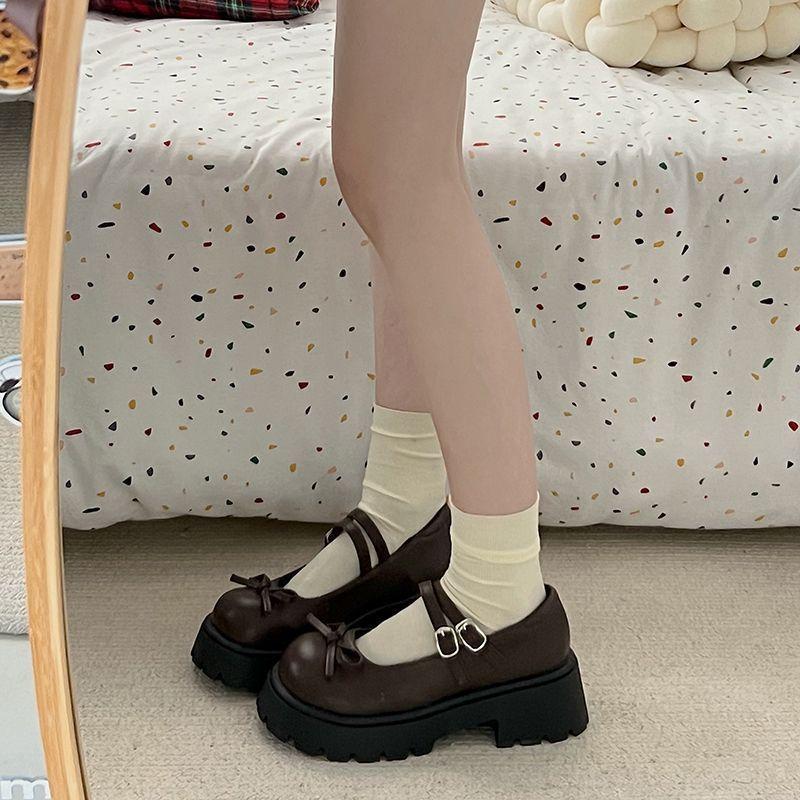 Ретро Повседневная женская обувь на толстом каблуке с круглым носком Туфли-лодочки с закрытым носком Универсальная женская обувь на платформе Оксфорды с бантом Удобные туфли на каблуках