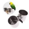 Stainless Steel Bird Feeder with Clip - Parrot Food Water Bowl Cage Accessories for Cockatiel Budgie Pet Birds