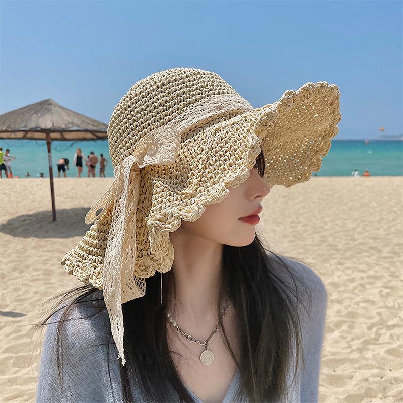 Women's Large Brim Foldable Breathable Straw Sun Hat for Summer Travel & Vacation