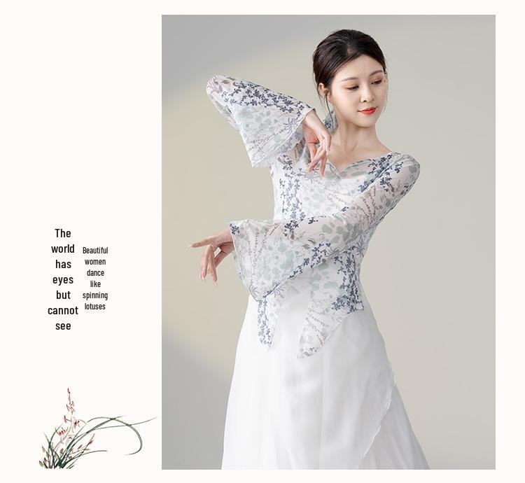 Женский этнический танцевальный топ из марли для экзаменов по искусству 2025 года — сказочный струящийся костюм.