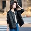 Design Textured Leather Jacket Women's Jacket Spring and Autumn New Single-breasted Lapel Top Locomotive Jacket Short Leather Jacket