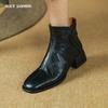 2024 Retro High Heels Women Ankle Boots Classic Genuine Leather Short Boots Autumn Winter Office Lady Working Shoes Woman New