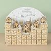Christmas Advent Calendar Wooden DIY with Lights Lighted for