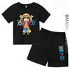 Kids Cartoon Anime One Piece Luffy Cotton T Shirt Set Women Fashion Summer Casual Streetwear Boy Girls Clohes Tops Tee