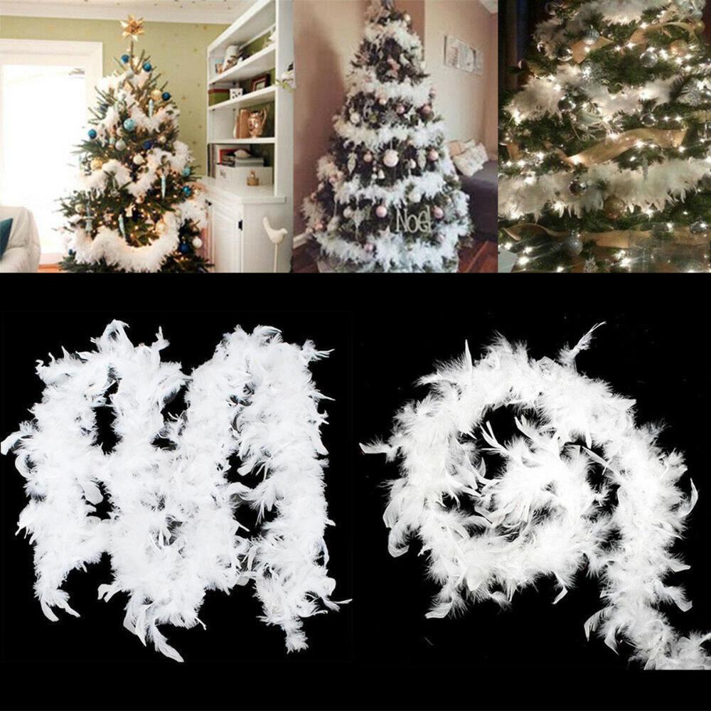 Chandelle Fluffy Shawl Scarf Ribbon Garland White Feather Boa Dress Up Costume Christmas Decoration