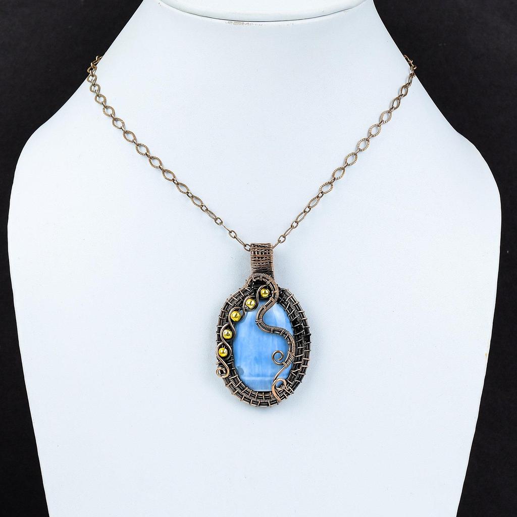 Owyhee опал драгоценный камень чистая медная проволока обернутая подвеска ручной работы ювелирные изделия для подарка