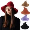 Halloween Witch Hat Elastic Material Unisex Solid Color Sun Protection Foldable Carnival Masquerade Cosplay Performance Wizard Hat