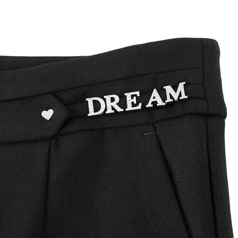 Double waisted letter decorated straight leg pants