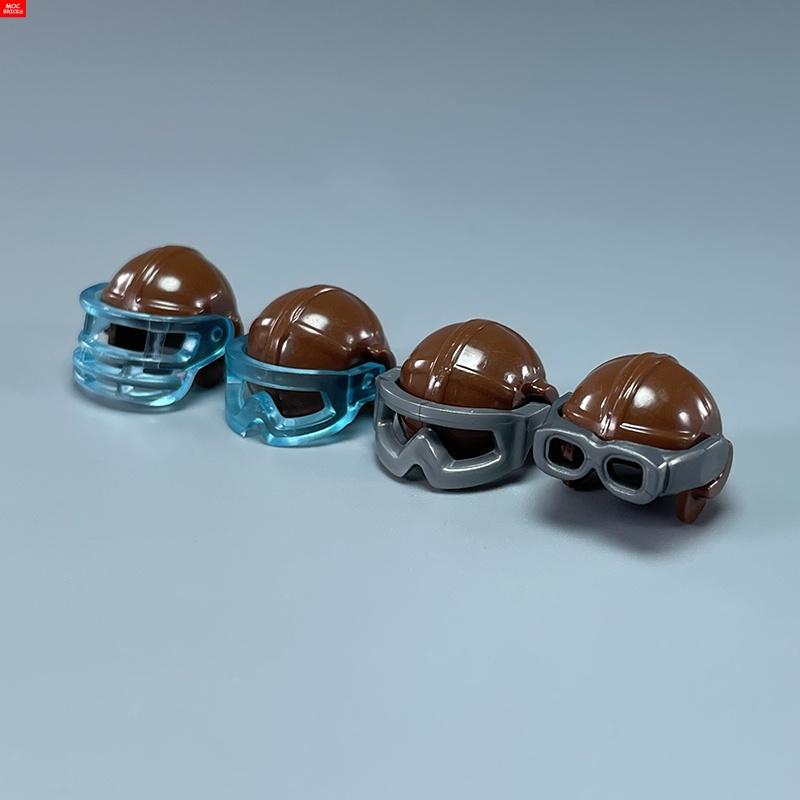 MOC Bricks 30170 30171 Pilot helmet Headgear Visor goggles 4cm Figure Wear DIY Building Blocks Toys Birthday Gifts