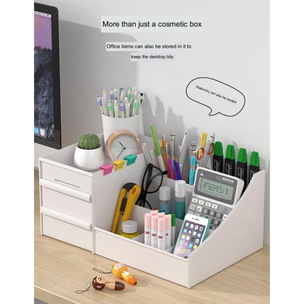 Тип ящика Женская косметичка для макияжа Коробка для общежития Организационная пластиковая полка Косметика для ухода за кожей Туалетный столик Настольный ящик для хранения Держатель кисточек для макияжа