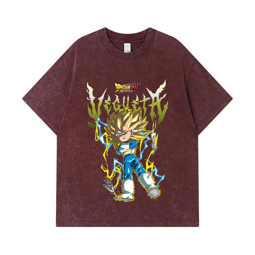 275 GSM Washed T-shirts 100% Cotton Dragon Ball V51 Daima Vegeta Print Unisex Heavy Cotton T Shirt