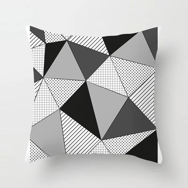 Double Sided Black White Geometric Pillowcase Polyester Striped Cushion Cover for Sofa Living Room and Modern Home Decor