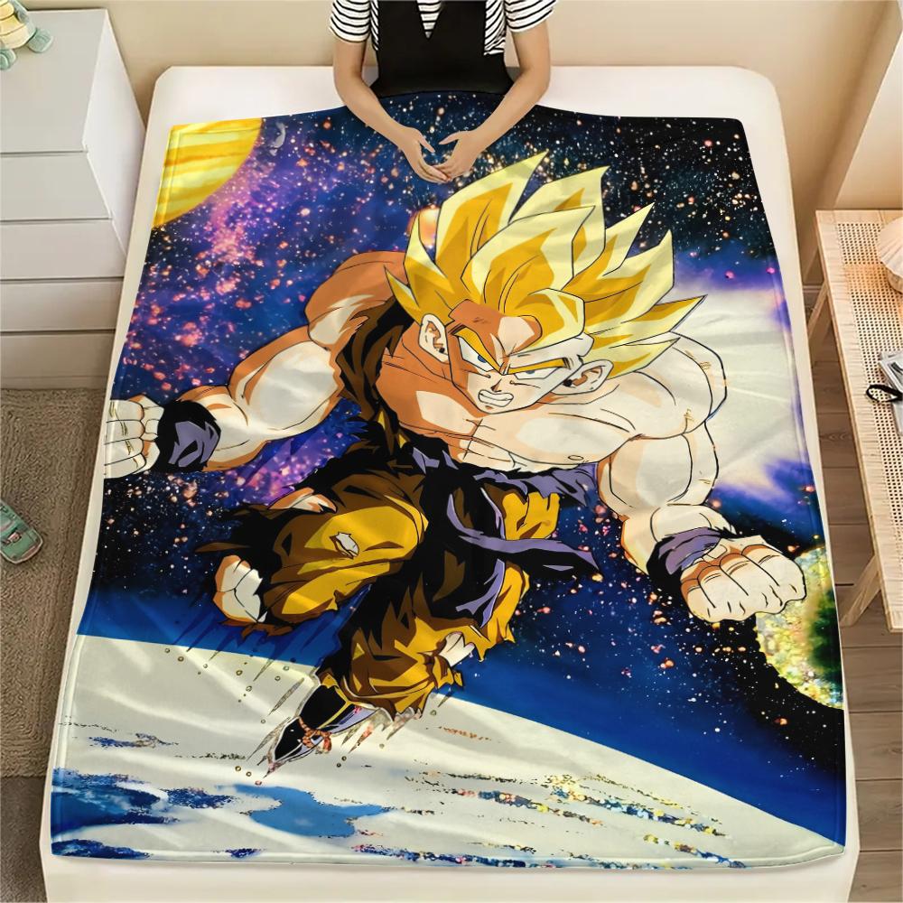 Dragon Ball Character Goku pattern Flannel Blanket, High quality Comfortable for All Seasons, Home Decor, Warmth and Comfort, Perfect for Gifts.