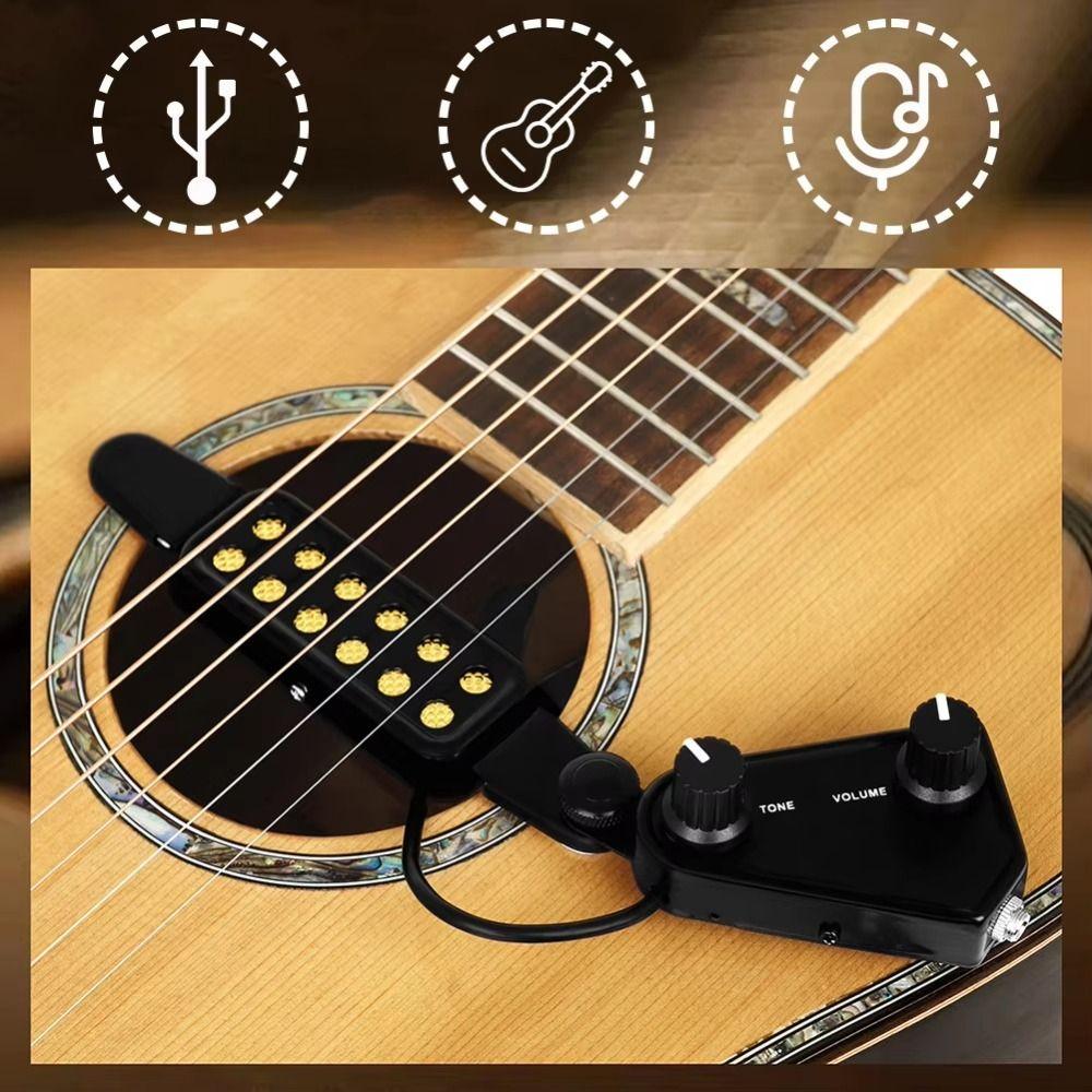 12-hole Sound Hole Pickup Volume Adjustable Guitar Transducer Professional Acoustic Guitar Pickup