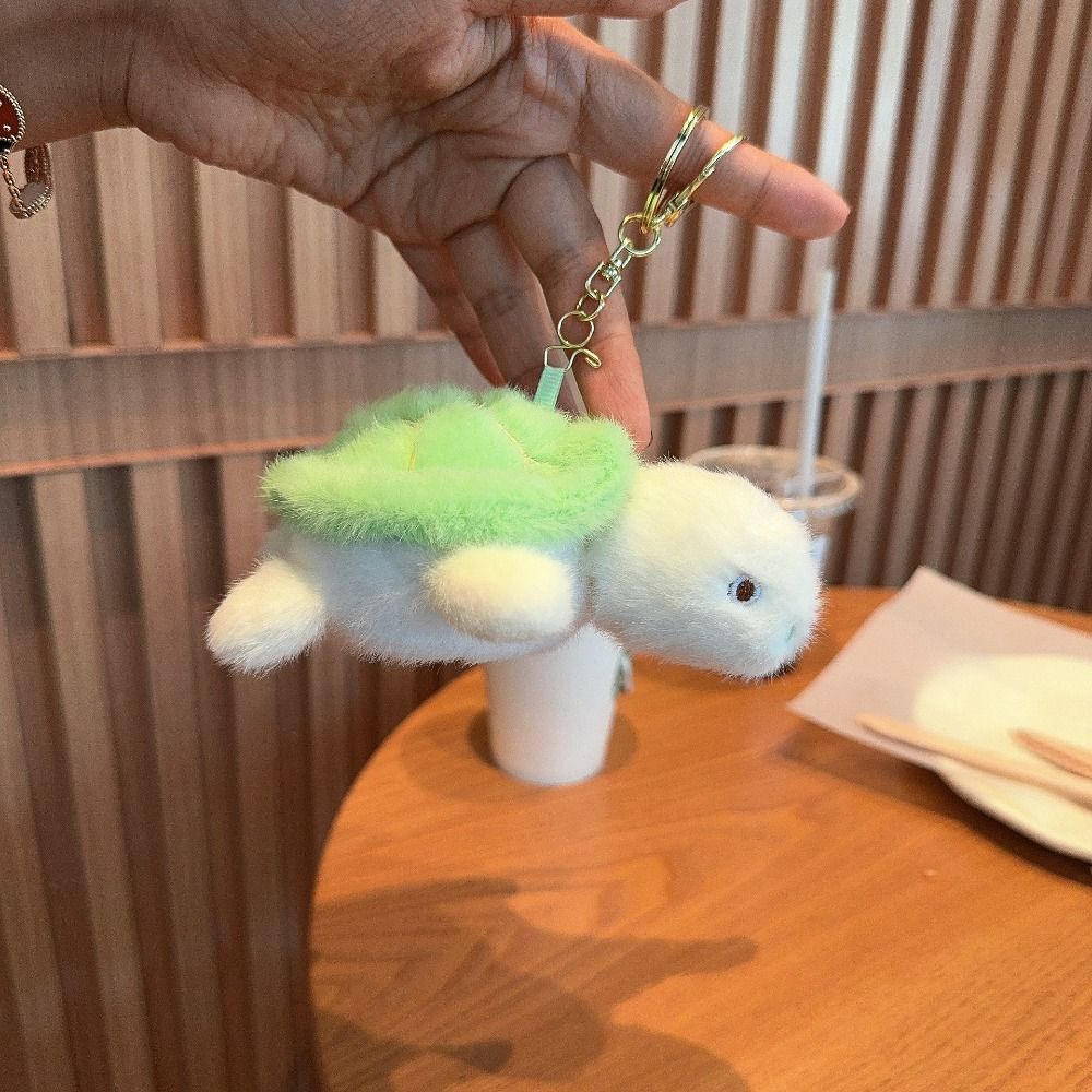 PP Cotton Plush Turtle Key Ring With Sound Green Doll Key Ring Couple Gift