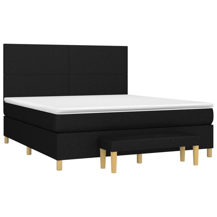 Maison Exclusive - Sommier à lattes de lit avec matelas Noir 180x200 cm Tissu
