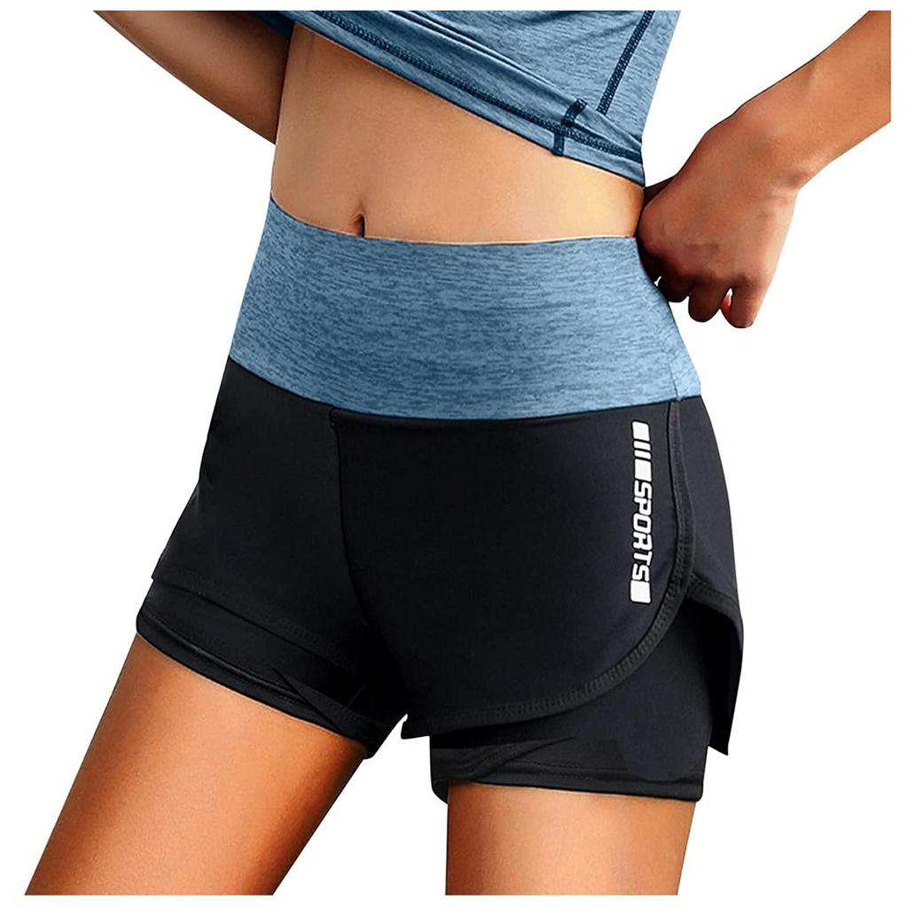 Модные женские свободные спортивные повседневные карманные эластичные шорты из двух частей для йоги