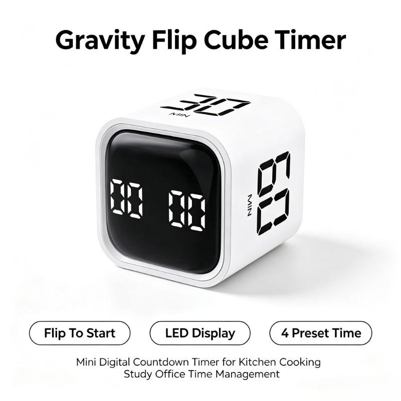 Portable Gravity Flip Cube Timer LED Digital Countdown Timer 4 Preset Time for Kitchen Cooking Study Time Management3