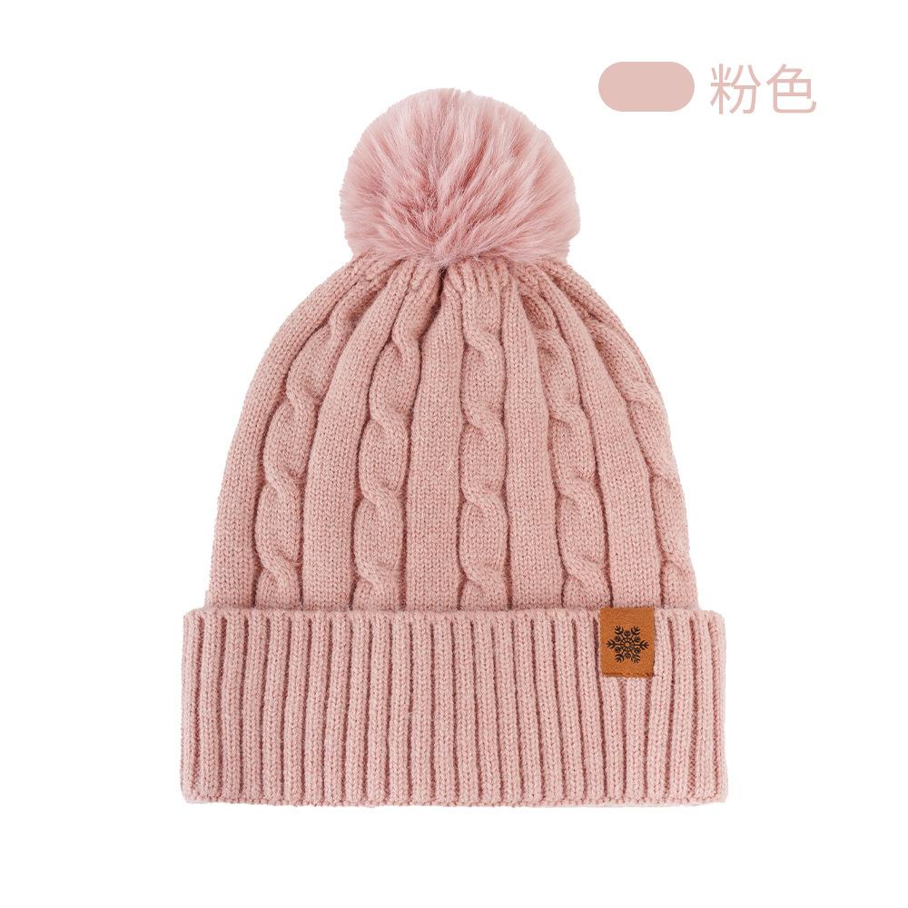 Knitted hat women's winter, double-layer velvet thickened warm wool hat scarf gloves three-piece set