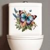 Ручная роспись, бабочка, цветок, настенная наклейка для ванной комнаты, украшение крышки унитаза, водонепроницаемая самоклеящаяся виниловая наклейка на унитаз