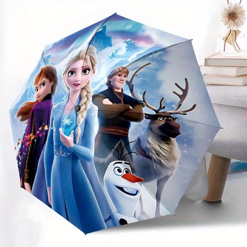 1pc Disney Frozen Elsa Automatic Opening/Closing Umbrella - Portable 3-Fold Design, 8-Bone Iron Frame, Outdoor Umbrella, Ideal Gift for Fans