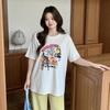 Large size women's clothing American street style graffiti printing T-shirt 2026 summer new loose meat cover top 234341