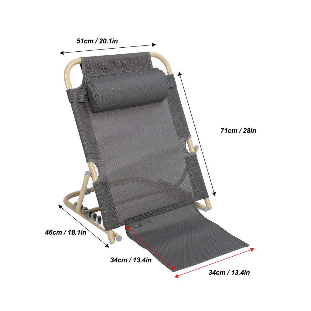 Подъемная спинка кровати, 6 регулируемых положений, складная спинка для сидения, поддержка спины для инвалидной кровати, размер L, большой, серый