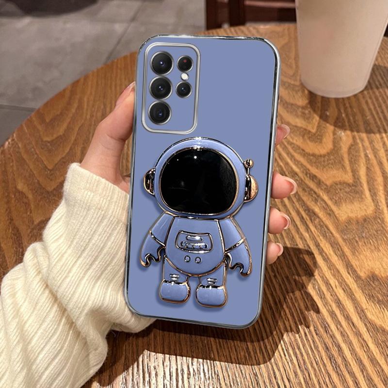 Роскошный чехол-подставка «Астронавт» для Samsung Galaxy S25 Ultra S24 FE S23 Plus S22 S21 A54 A34 A52 A53 5G A14 Покрытие Силиконовый чехол для телефона