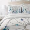 Twin Size 2-Piece Dream Catcher Comforter Set - Vibrant Watercolor Bohemian Flower Print, Soft Feather Pattern, Hypoallergenic