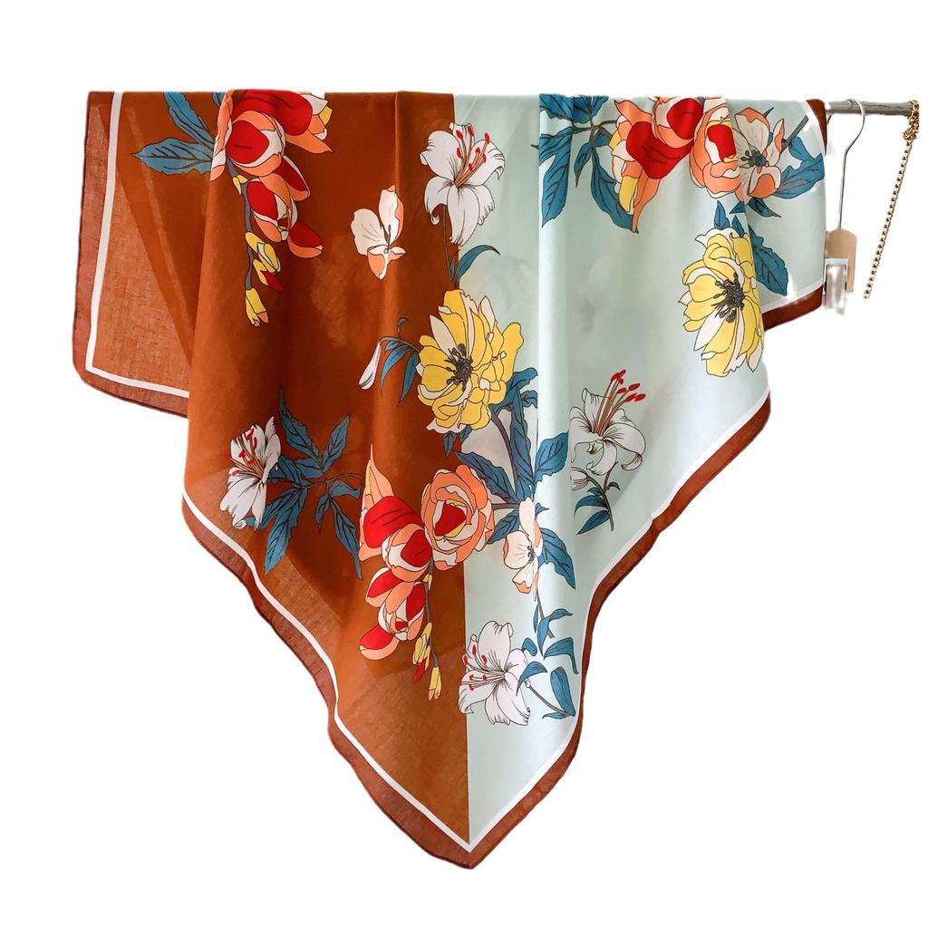 Siya New Printed Scarf Shawl Fresh and Sweet 110 Square Scarf Photo Travel Decoration Silk Scarf Women