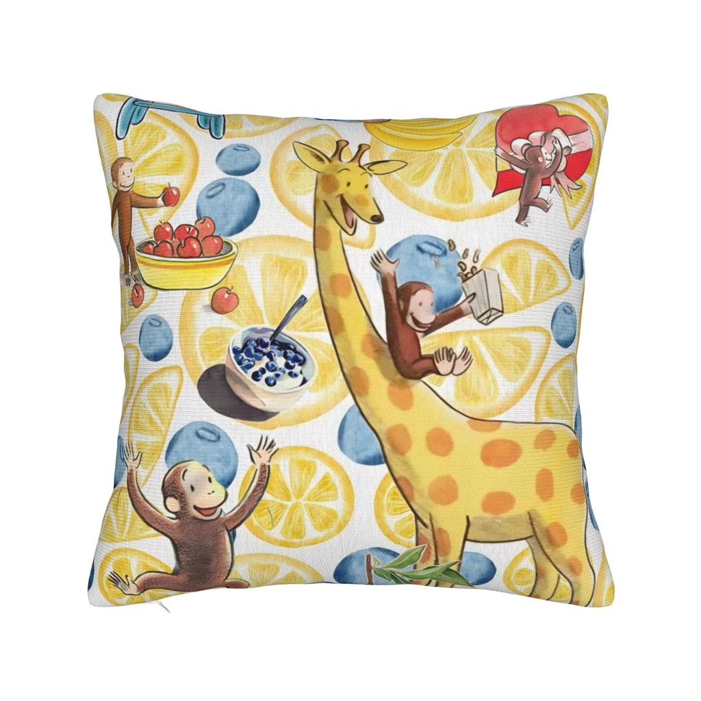 Decorative Pillow Covers Curious George African Monkey Stuff Car Pillow Case Cover Zipper MultiSize