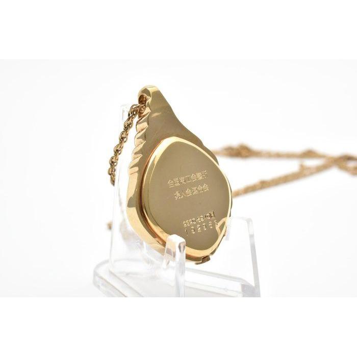 Used SEIKO Seiko 2320-5940 Quartz Pendant Watch Gold Color Gold Dial With Chain Vintage Locket Watch Working Condition