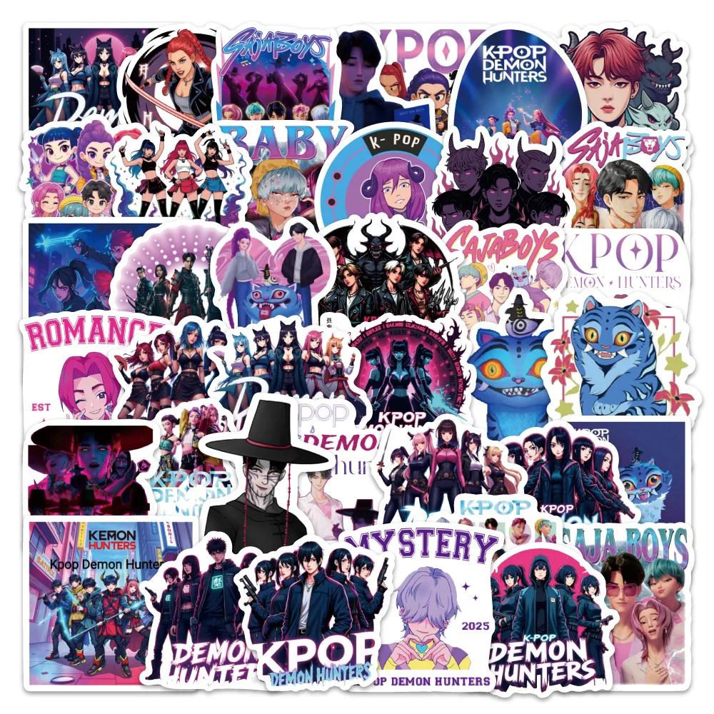 55pcs K-POP Demon Hunters Holographic Cards Set - HUNTR/X Boy Girl Group Laser Photocards, Anime Collectible Trading Game Cards,