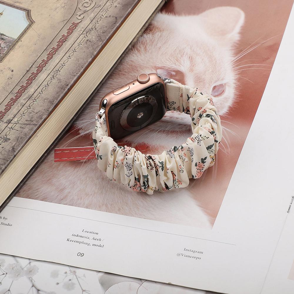Scrunchie Strap for Apple Watch Ultra Band 49mm 46mm 41mm 44mm 45mm 42mm 40mm Printed Elastic for iWatch 11 10 9 8 7 6 5 4 SE