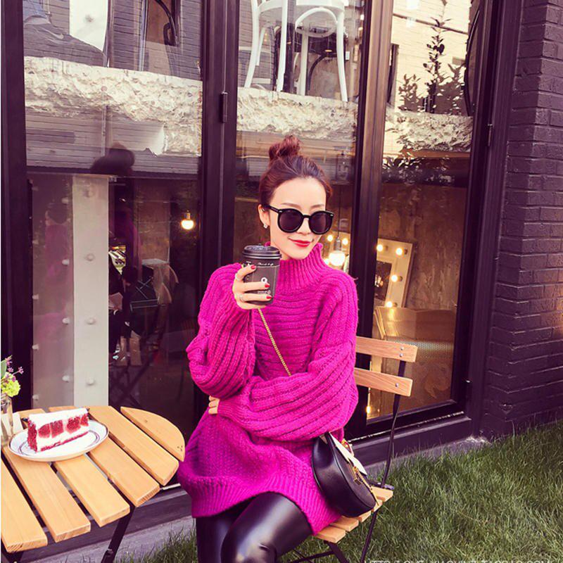 RUGOD Шикарные длинные пуловеры с высоким воротником, элегантный свитер, зимние топы для женщин, разноцветные зимние пуловеры в корейском дизайне