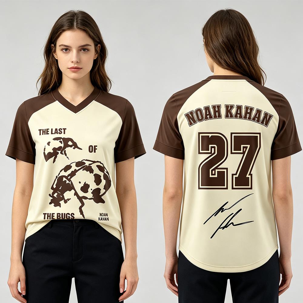 Noah Kahan The Last of The Bugs World Tour 2027 Football Jersey Unisex V‑Neck Short Sleeve Shirt Music Concert Fan Merch Y2K Top