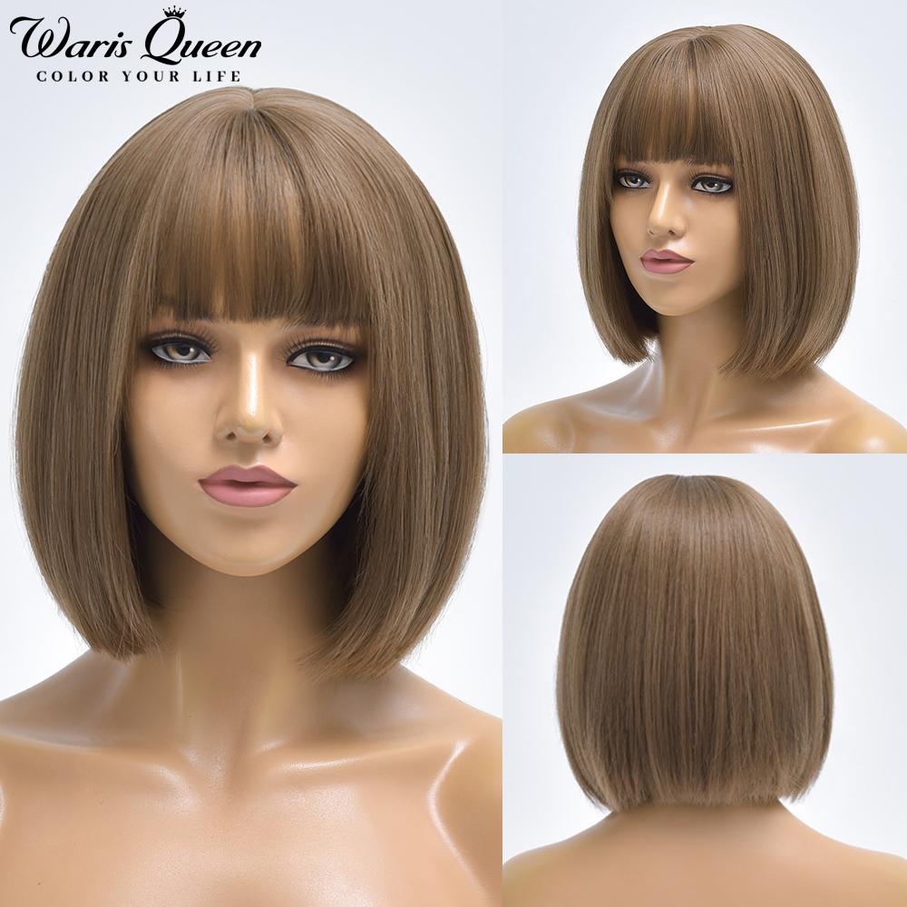 Blonde Red Short Bob Wig Synthetic Wig For Women With Bangs Lolita Cosplay Party Natural Hair Heat Resistant Fiber Wigs