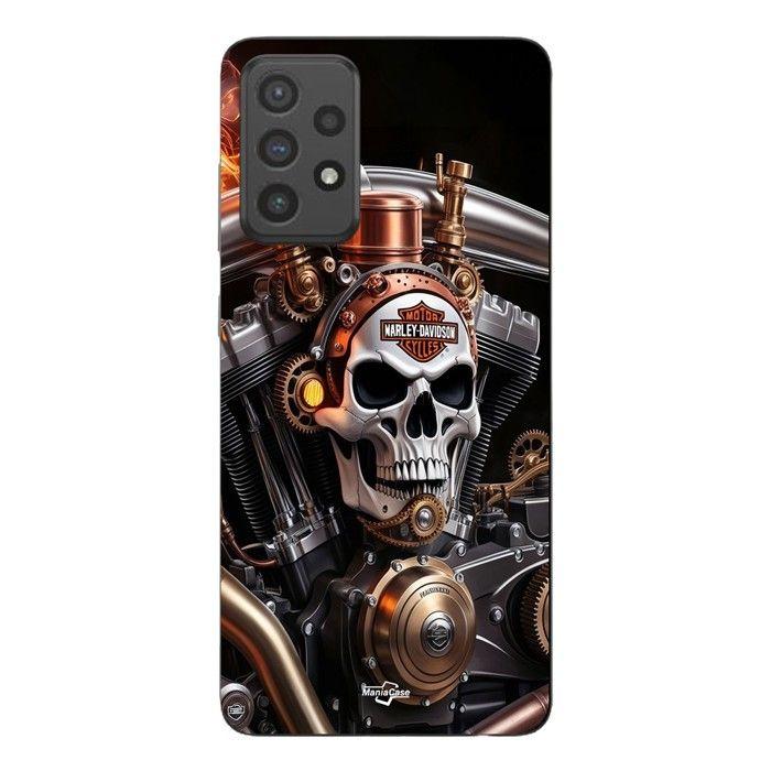 Coque de téléphone - MANIACASE - Samsung Galaxy A53 - Silicone TPU - Noir - Tête de mort mécanique